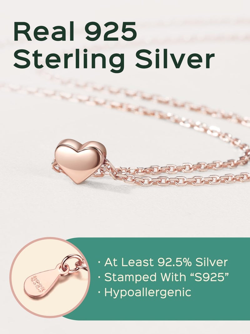 ChicSilver Rose Gold Plated Sterling Silver Tiny Heart Pendant Necklace Endlessness Love Dainty Necklace - Image 4